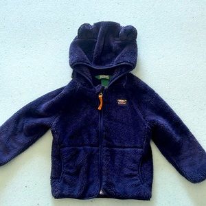 LL Bean toddler teddy Bear fleece jacket